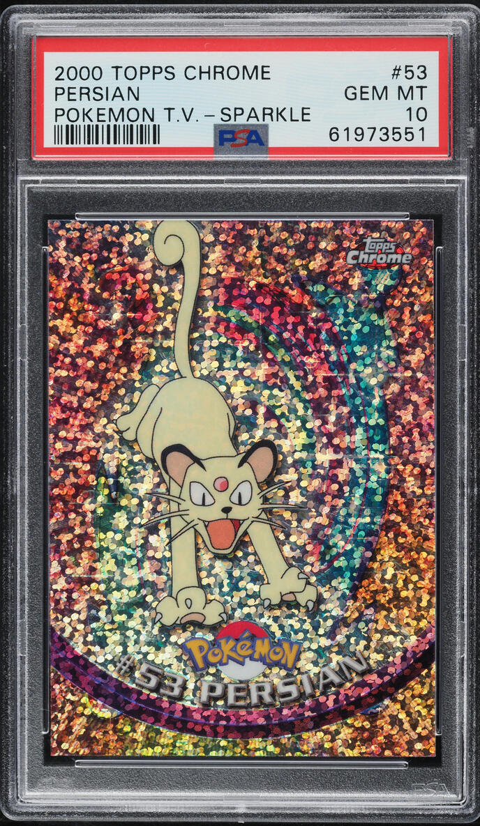 2000 TOPPS CHROME POKEMON SERIES 1 SPARKLE PERSIAN #53 PSA 10 GEM MINT