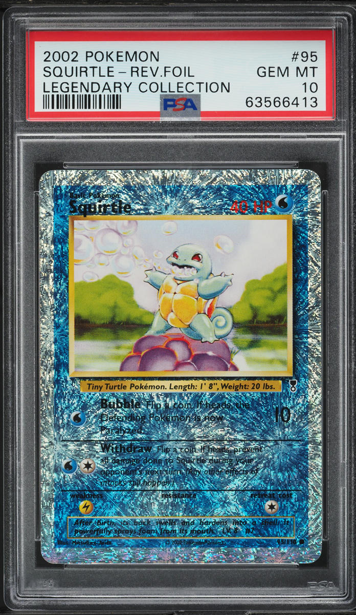 2002 POKEMON LEGENDARY COLLECTION REVERSE HOLO SQUIRTLE #95 PSA 10 GEM MINT