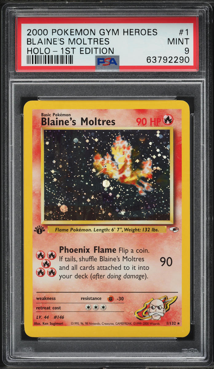 2000 POKEMON GYM HEROES 1ST EDITION HOLO BLAINE'S MOLTRES #1 PSA 9 MINT