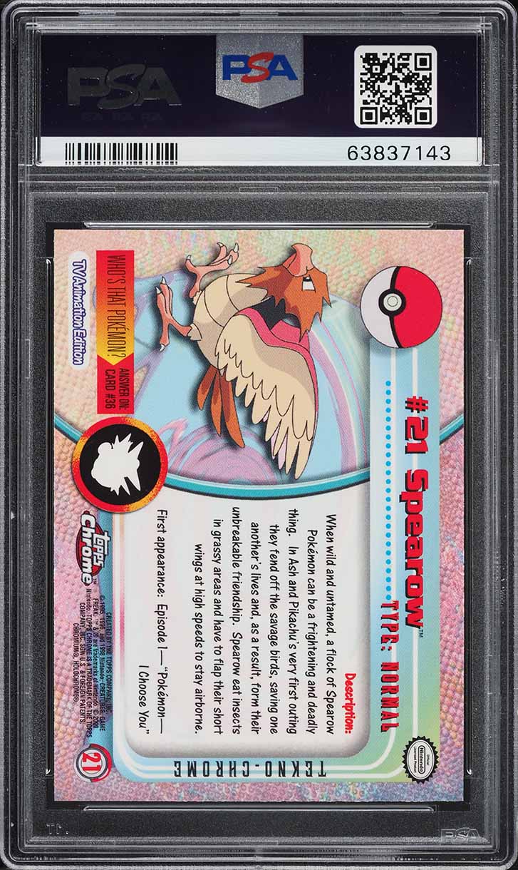 2000 POKEMON TOPPS CHROME SERIES 1 TEKNO SPEAROW #21 PSA 10 GEM MINT