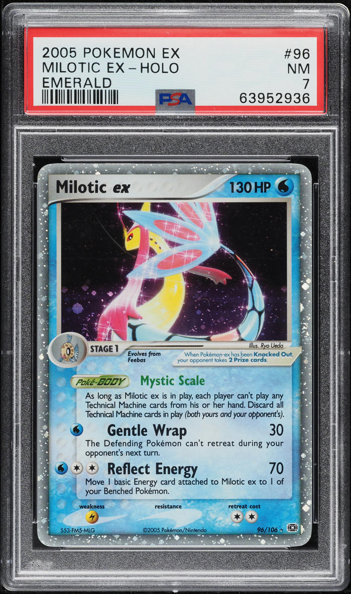 2005 POKEMON EX EMERALD HOLO MILOTIC EX #96 PSA 7 NRMT