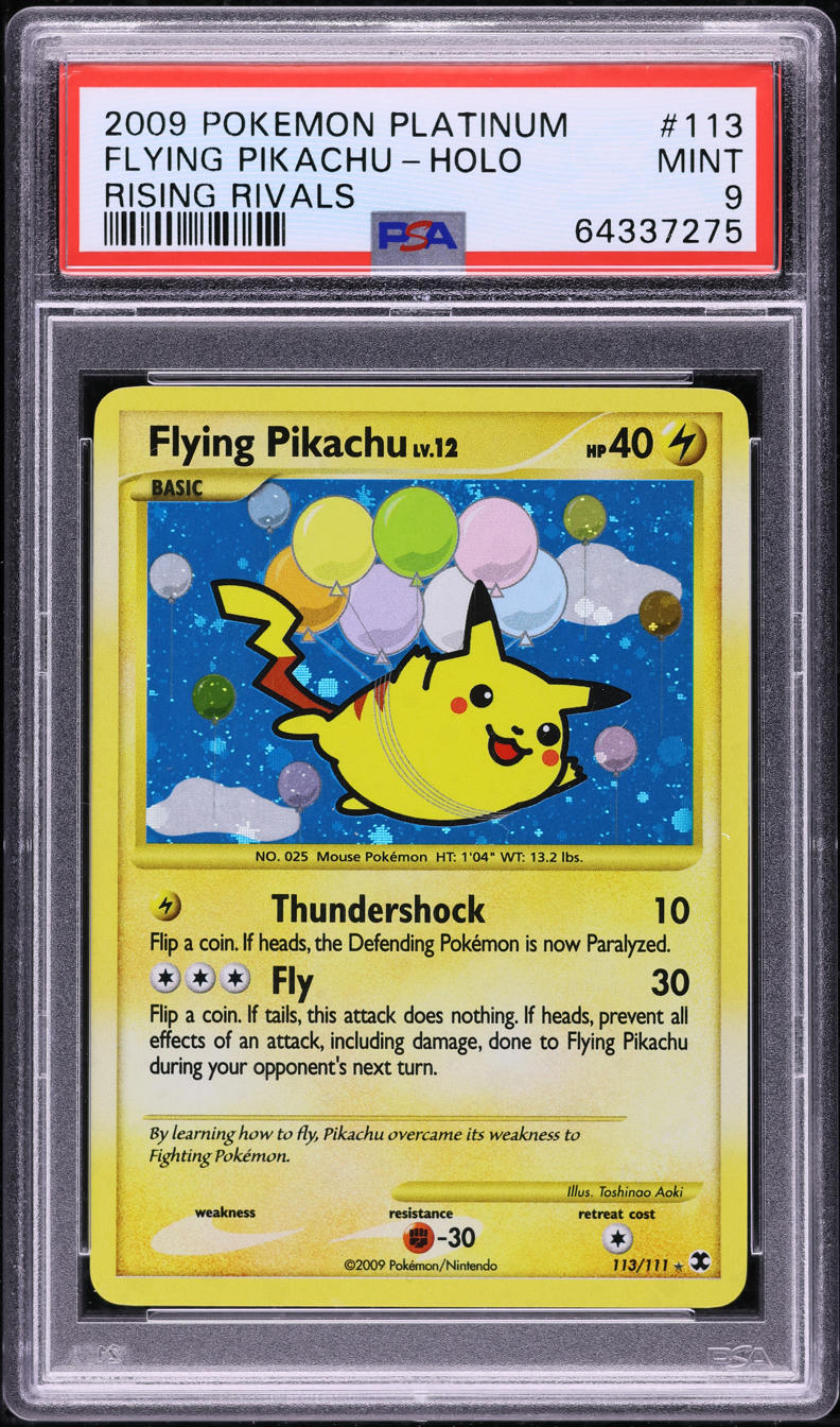 2009 POKEMON PLATINUM RISING RIVALS HOLO FLYING PIKACHU #113 PSA 9 MINT