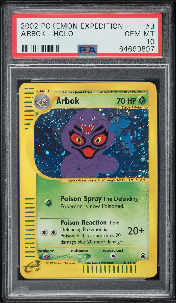 2002 POKEMON EXPEDITION HOLO ARBOK #3 PSA 10 GEM MINT