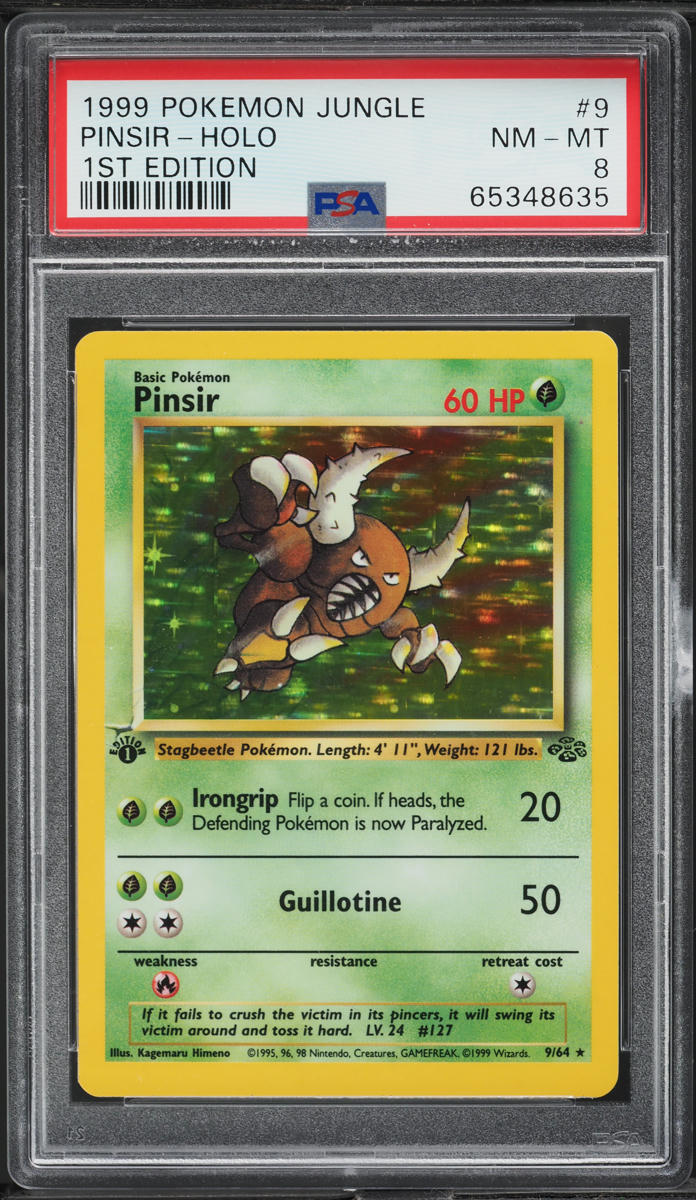 1999 POKEMON JUNGLE 1ST EDITION HOLO PINSIR #9 PSA 8 NM-MT