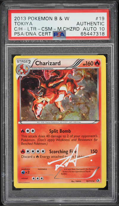 2013 POKEMON BW LEGENDARY TREASURES COSMOS HOLO CHARIZARD #19 TOKIYA AUTO 10 PSA AUTH