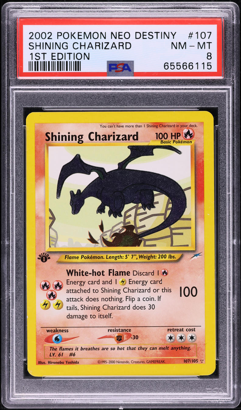 2002 POKEMON NEO DESTINY 1ST EDITION SHINING CHARIZARD #107 PSA 8 NM-MT