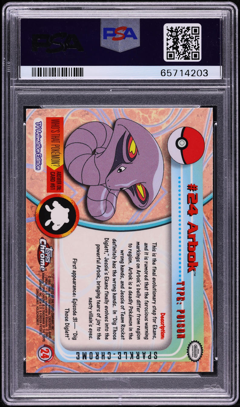 2000 TOPPS CHROME POKEMON SERIES 1 SPARKLE ARBOK #24 PSA 10 GEM MINT