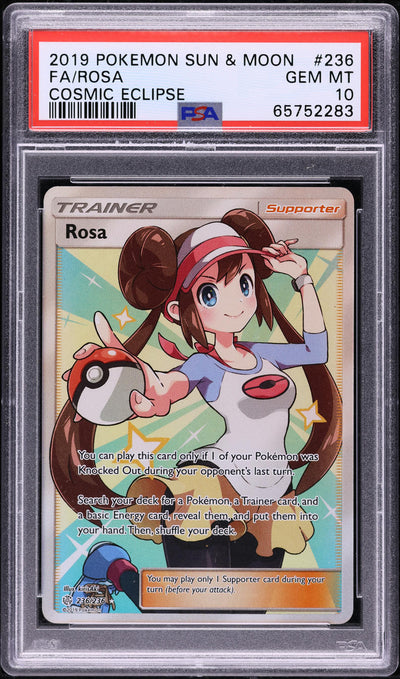 2019 POKEMON SUN & MOON COSMIC ECLIPSE FULL ART ROSA #236 PSA 10 GEM MINT