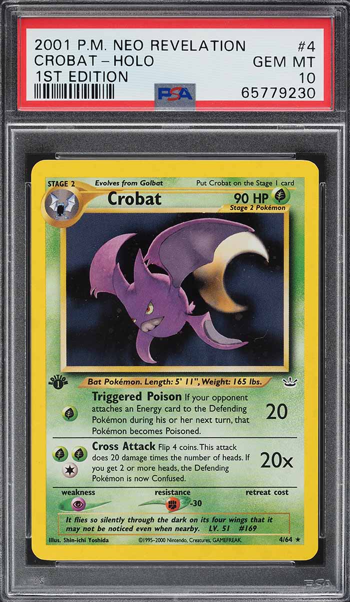 2001 POKEMON NEO REVELATION 1ST EDITION HOLO CROBAT #4 PSA 10 GEM MINT