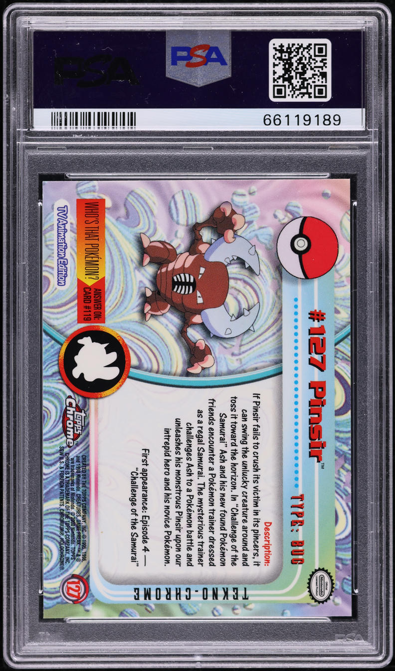 2000 TOPPS CHROME POKEMON SERIES 2 TEKNO PINSIR #127 PSA 10 GEM MINT