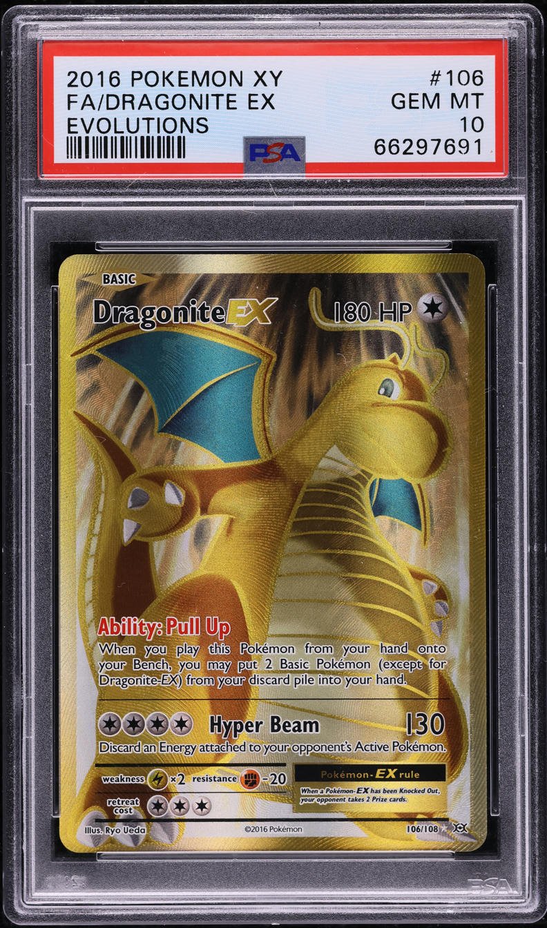 2016 POKEMON XY EVOLUTIONS FULL ART DRAGONITE EX #106 PSA 10 GEM MINT