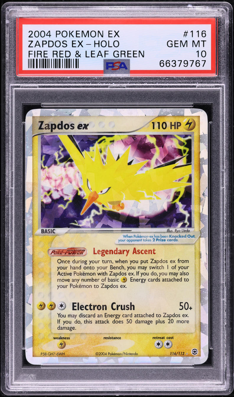 2004 POKEMON EX FIRE RED & LEAF GREEN HOLO ZAPDOS EX #116 PSA 10 GEM MINT