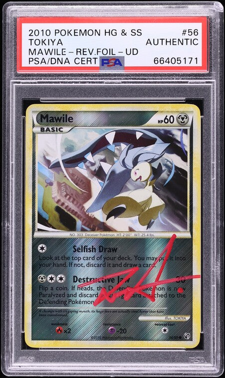 2010 POKEMON HGSS UNDAUNTED REVERSE HOLO MAWILE #56 TOKIYA AUTO PSA AUTH