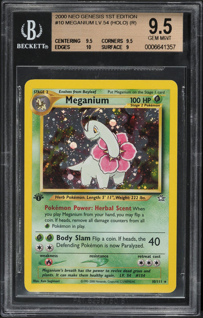 2000 POKEMON NEO GENESIS 1ST EDITION HOLO MEGANIUM #10 BGS 9.5 GEM MINT