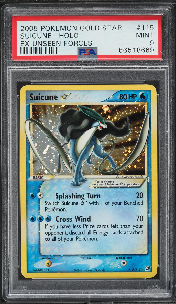 2005 POKEMON EX UNSEEN FORCES HOLO SUICUNE GOLD STAR #115 PSA 9 MINT
