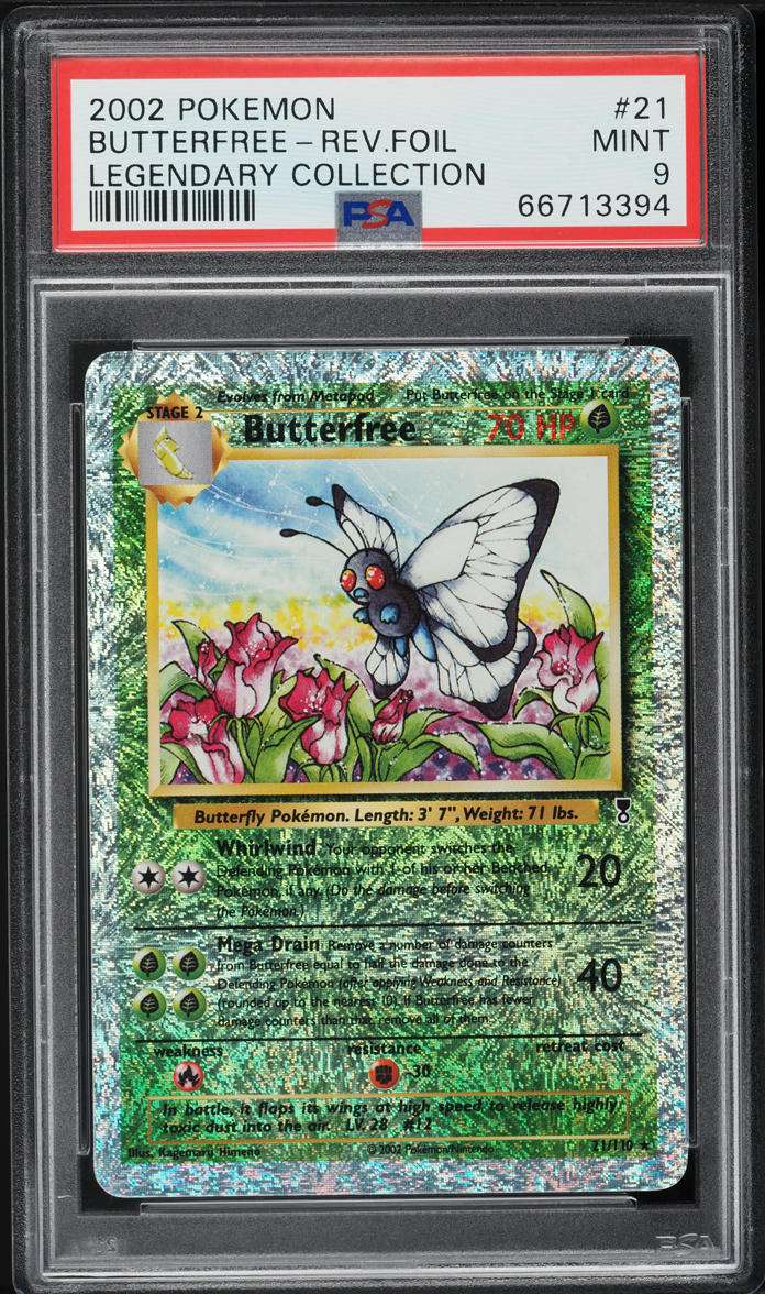 2002 POKEMON LEGENDARY COLLECTION REVERSE HOLO BUTTERFREE #21 PSA 9 MINT