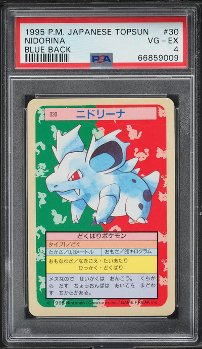 1997 POKEMON JAPANESE TOPSUN BLUE BACK NIDORINA #30 PSA 4 VGEX