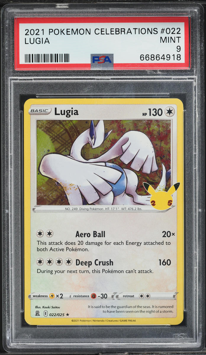 2021 POKEMON SWORD & SHIELD CELEBRATIONS LUGIA #22 PSA 9