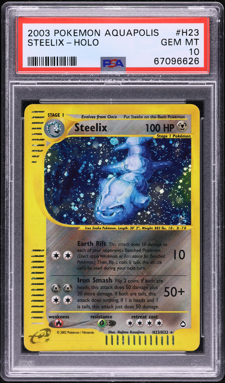 2003 POKEMON AQUAPOLIS HOLO STEELIX #H23 PSA 10 GEM MINT