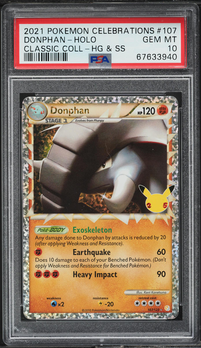 2021 POKEMON SWSH CELEBRATIONS CLASSIC COLLECTION HOLO DONPHAN #107 PSA 10 GEM MINT