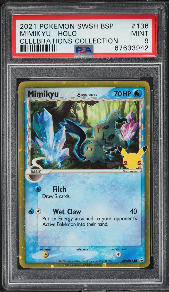 2021 POKEMON SWSH BLACK STAR PROMO CELEBRATIONS HOLO MIMIKYU #136 PSA 9 MINT