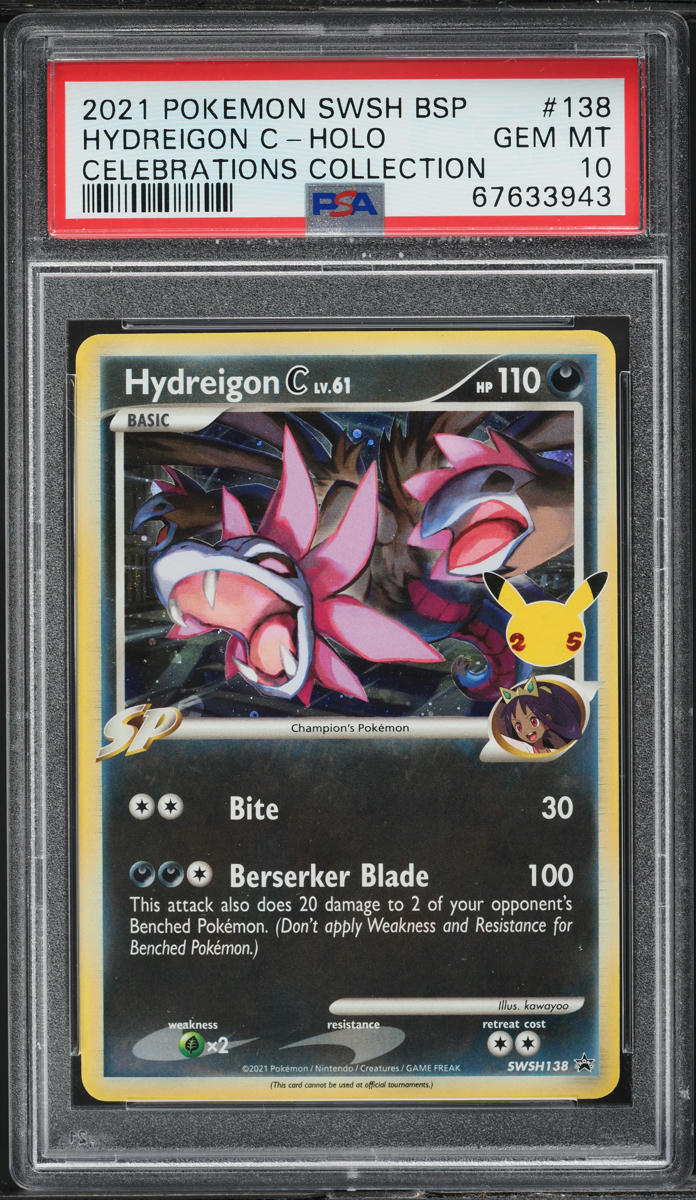2021 POKEMON SWSH BLACK STAR PROMO CELEBRATIONS HOLO HYDREIGON #138 PSA 10 GEM MINT