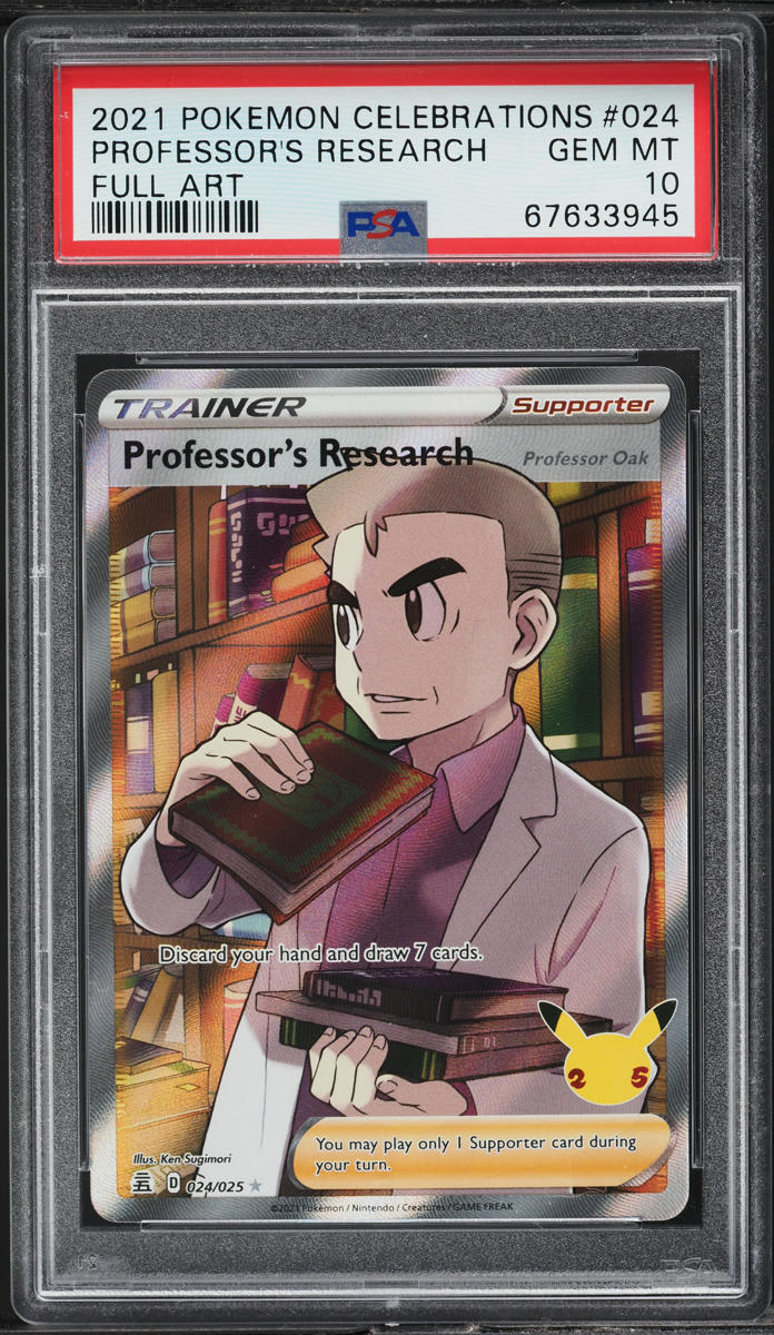 2021 POKEMON SWSH CELEBRATIONS FULL ART PROFESSOR'S RESEARCH #24 PSA 10 GEM MINT