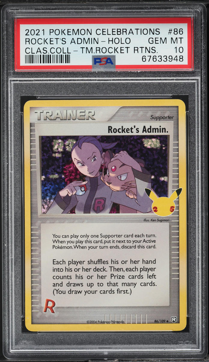 2021 POKEMON SWSH CELEBRATIONS CLASSIC HOLO ROCKET'S ADMIN #86 PSA 10 GEM MINT