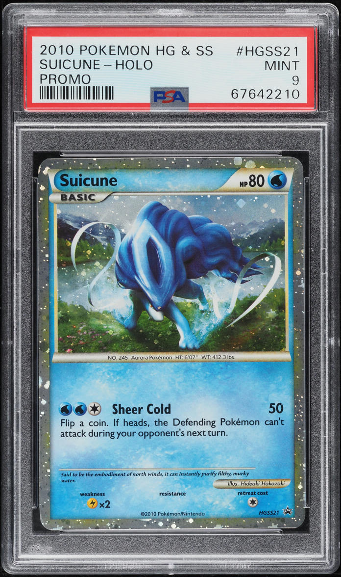 2010 POKEMON HEARTGOLD & SOULSILVER PROMO HOLO SUICUNE #HGSS21 PSA 9 MINT