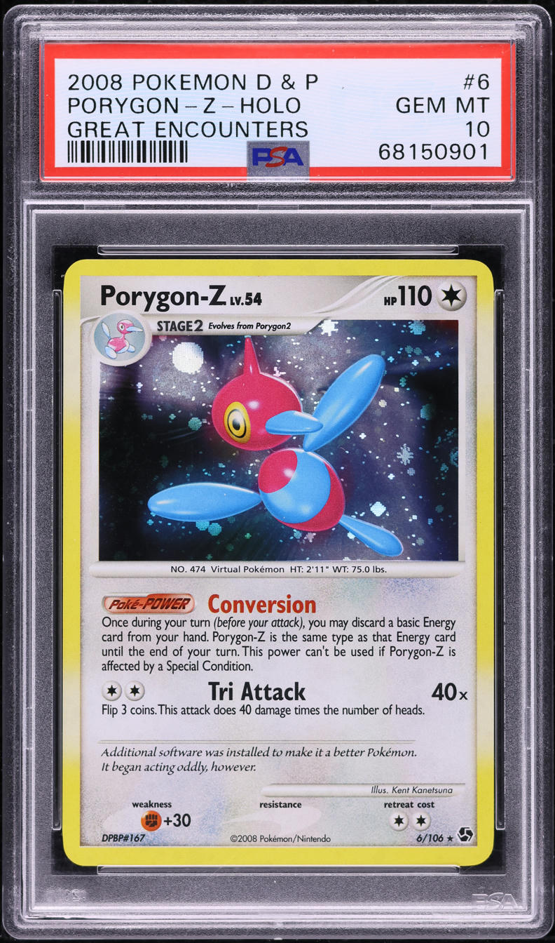 2008 POKEMON DIAMOND & PEARL GREAT ENCOUNTERS HOLO PORYGON-Z #6 PSA 10 GEM MINT