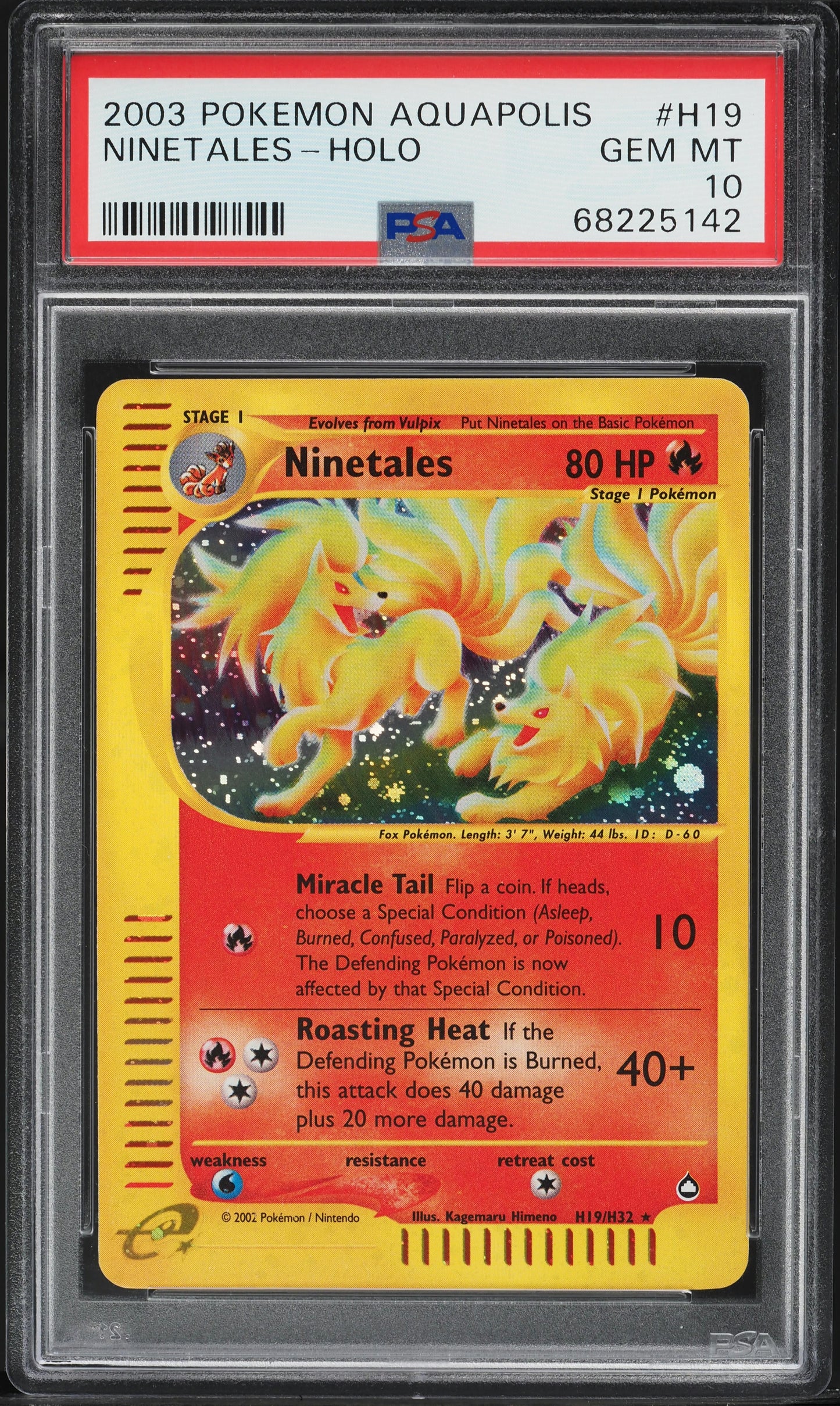 2003 POKEMON AQUAPOLIS HOLO NINETALES #H19 PSA 10 GEM MINT