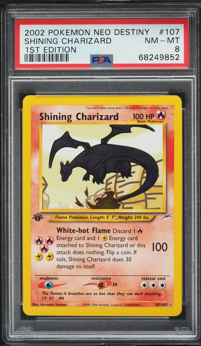 2002 POKEMON NEO DESTINY 1ST EDITION SHINING CHARIZARD #107 PSA 8 NM-MT