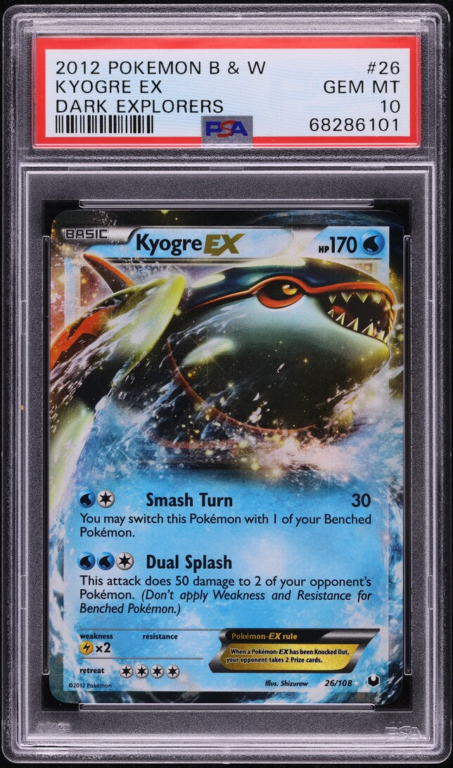 2012 POKEMON BLACK & WHITE DARK EXPLORERS KYOGRE EX #26 PSA 10 GEM MINT