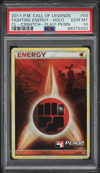 2011 POKEMON CALL OF LEGENDS PLAY! CROSSHATCH HOLO FIGHTING ENERGY #93 PSA 10