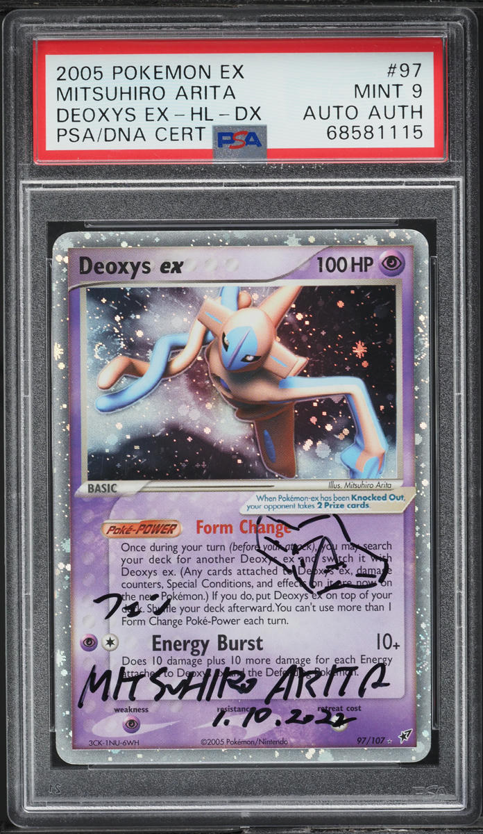 2005 POKEMON EX DEOXYS HOLO DEOXYS EX #97 ARITA AUTO AUTH PSA 9