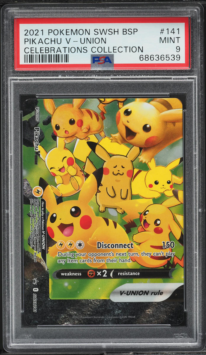 2021 POKEMON SWSH BLACK STAR PROMO CELEBRATIONS PIKACHU V UNION #141 PSA 9 MINT