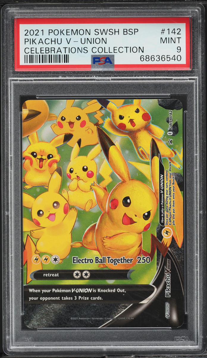 2021 POKEMON SWSH BLACK STAR PROMO CELEBRATIONS PIKACHU V UNION #142 PSA 9 MINT
