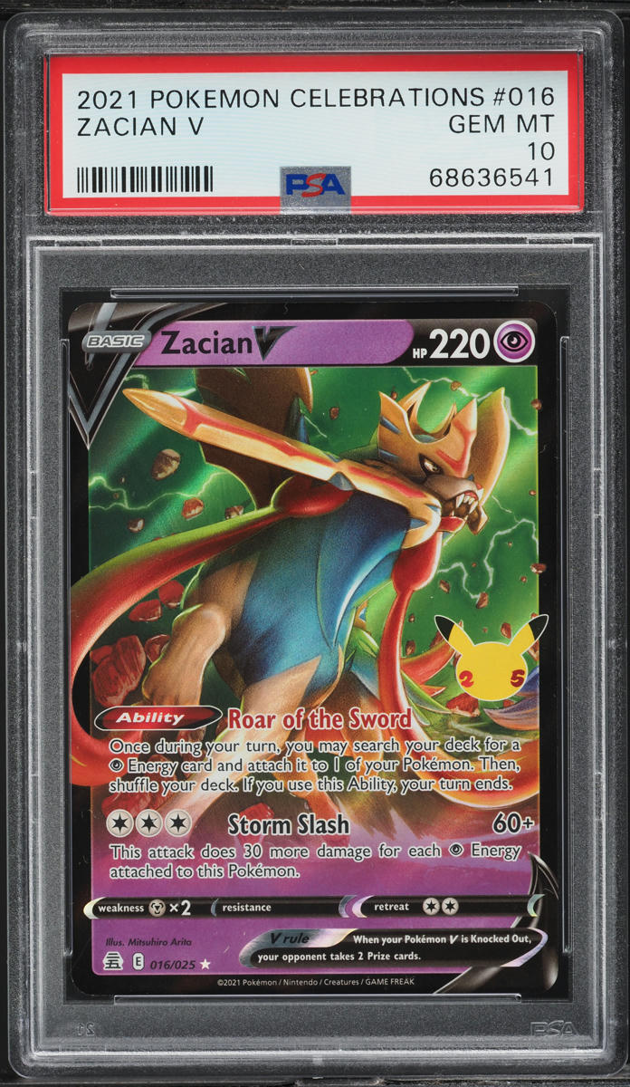 2021 POKEMON SWORD & SHIELD CELEBRATIONS ZACIAN V #16 PSA 10 GEM MINT