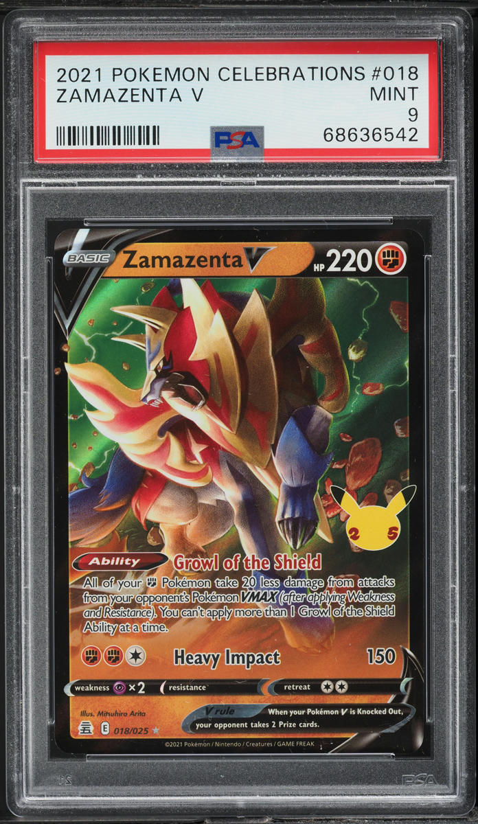 2021 POKEMON SWORD & SHIELD CELEBRATIONS ZAMAZENTA V #18 PSA 9 MINT