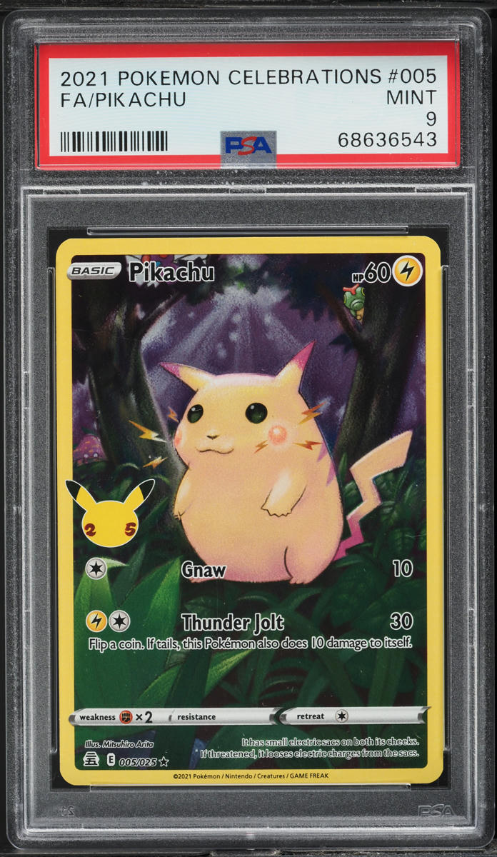 2021 POKEMON SWORD & SHIELD CELEBRATIONS FULL ART PIKACHU #5 PSA 9 MINT