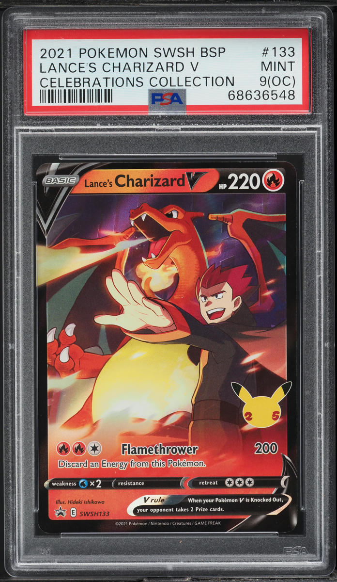 2021 POKEMON SWSH CELEBRATIONS COLLECTION LANCE'S CHARIZARD V #133 PSA 9(OC)