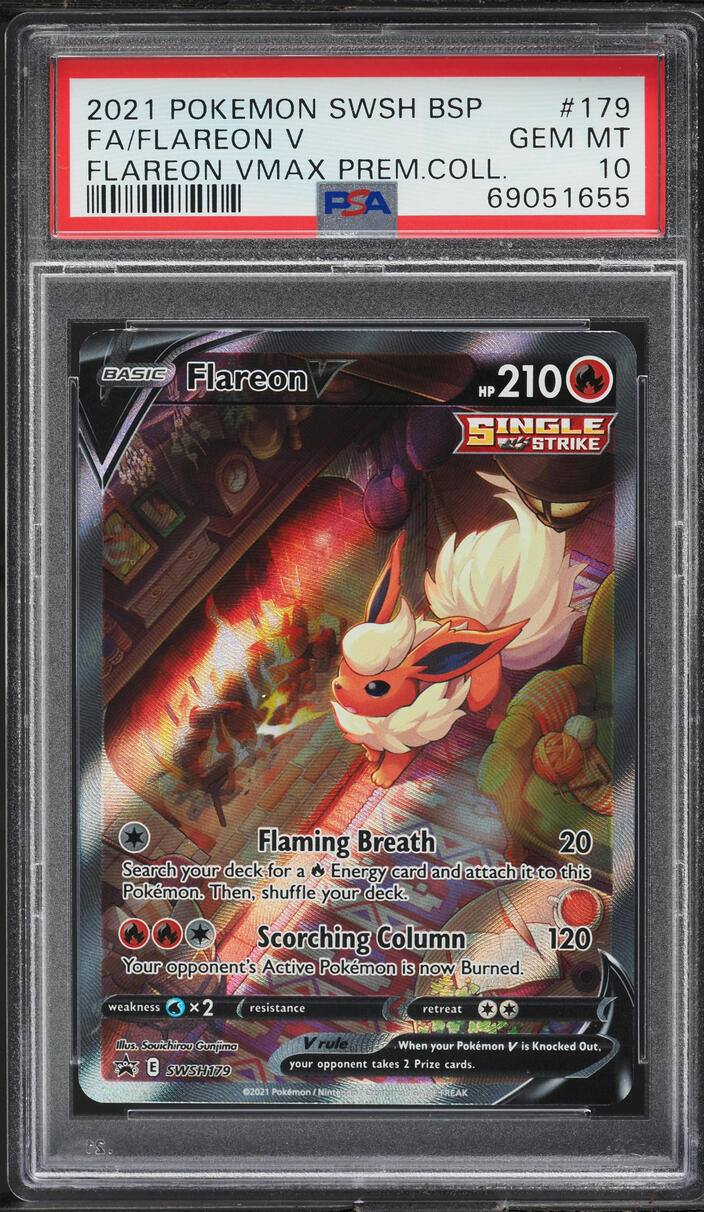 2021 POKEMON SWSH BLACK STAR PROMO VMAX PREMIUM COLLECTION FLAREON V #179 PSA 10