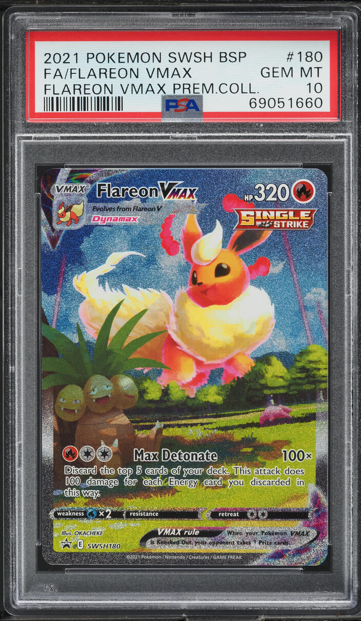 2021 POKEMON SWSH BLACK STAR PROMO ALT ART FLAREON VMAX #180 PSA 10 GEM MINT