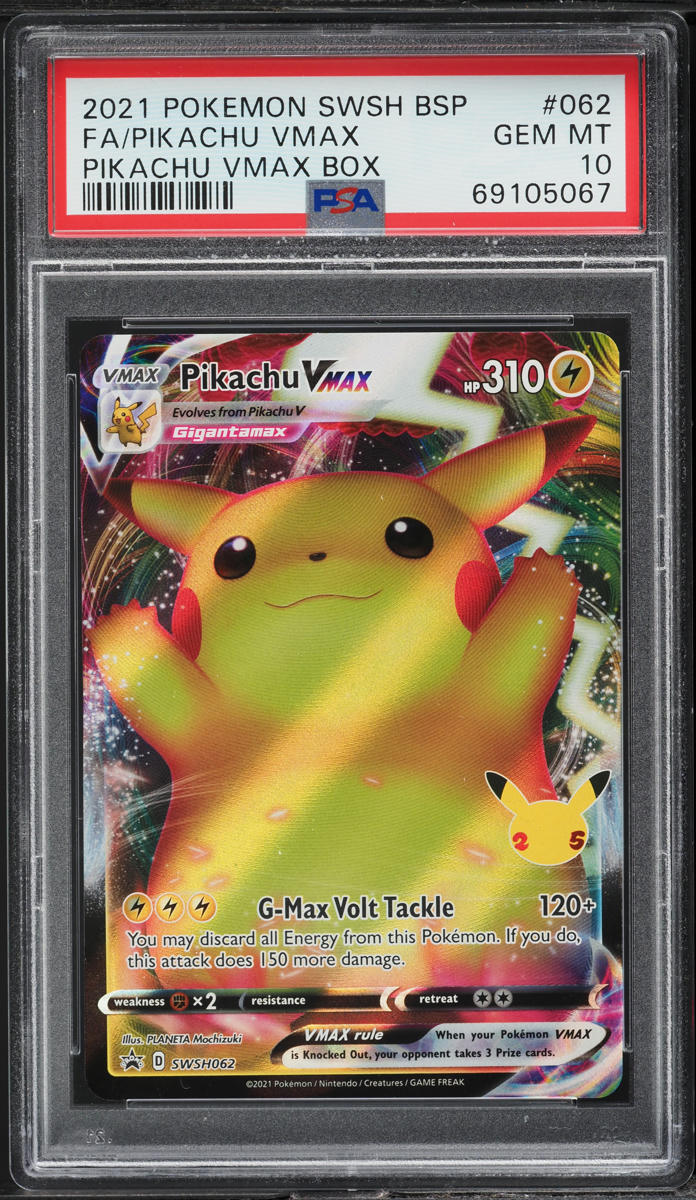 2021 POKEMON SWSH BLACK STAR PROMO CELEBATIONS PIKACHU VMAX #62 PSA 10 GEM MINT