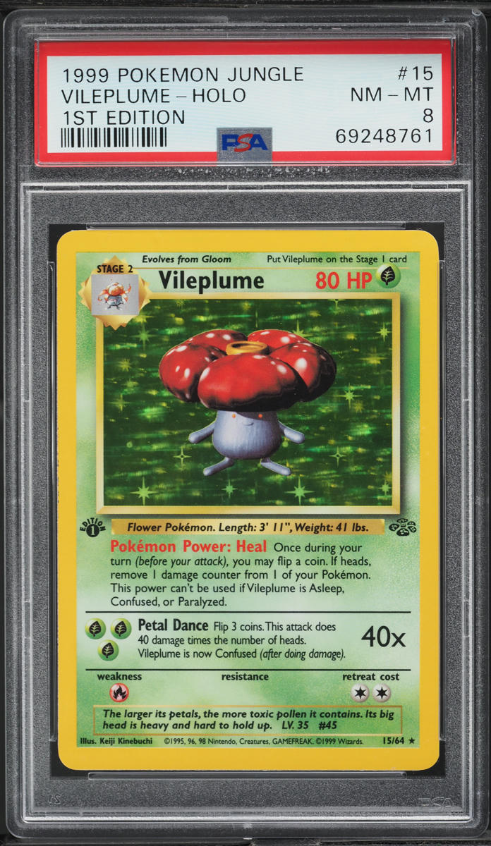 1999 POKEMON JUNGLE 1ST EDITION HOLO VILEPLUME #15 PSA 8 NM-MT