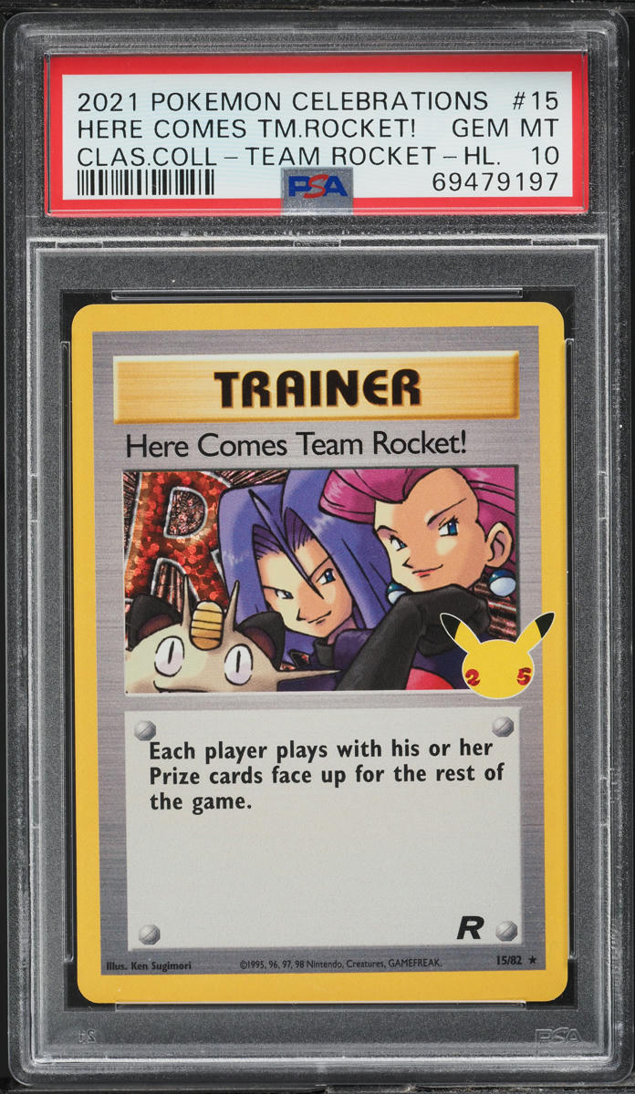 2021 POKEMON SWORD & SHIELD CELEBRATIONS HOLO HERE COMES TEAM ROCKET! PSA 10 GEM MINT