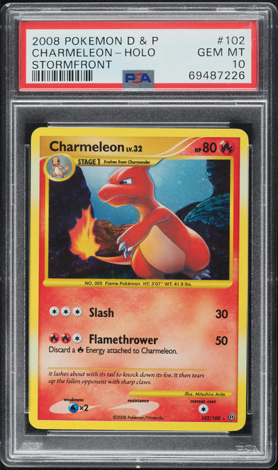 2008 POKEMON DIAMOND & PEARL STORMFRONT HOLO CHARMELEON #102 PSA 10 GEM MINT