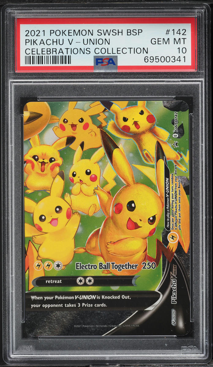 2021 POKEMON SWSH BLACK STAR PROMO CELEBRATIONS PIKACHU V UNION #142 PSA 10 GEM MINT