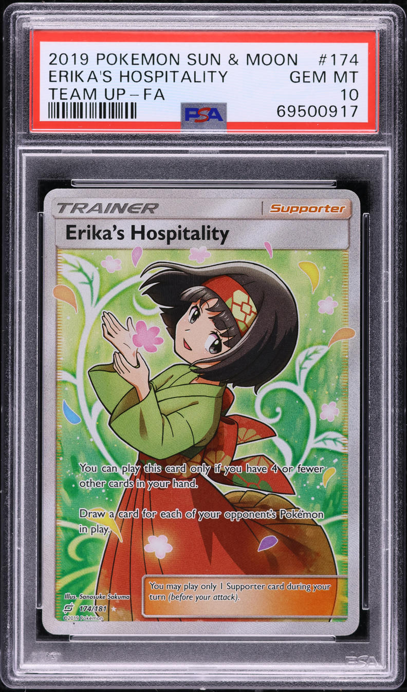 2019 POKEMON SUN & MOON TEAM UP ERIKA'S HOSPITALITY #174 PSA 10 GEM MINT