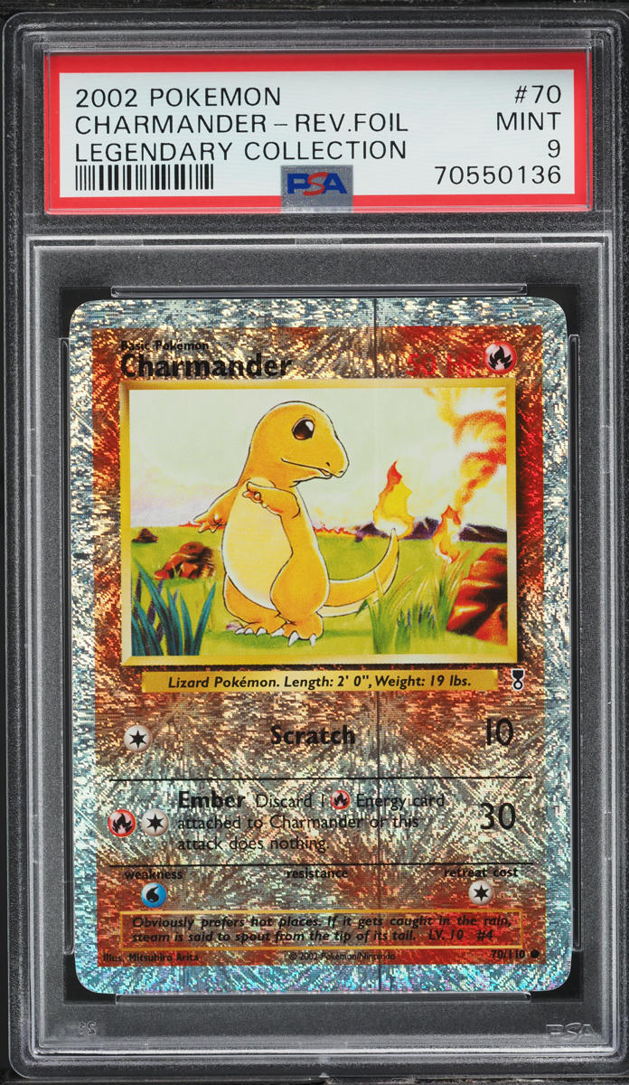 2002 POKEMON LEGENDARY COLLECTION REVERSE HOLO CHARMANDER #70 PSA 9 MINT